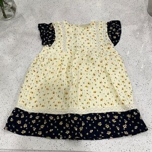 Roller Rabbit Cream and Navy Floral Kids Dress